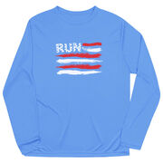 Men's Running Long Sleeve Performance Tee - Run For The Red White and Blue