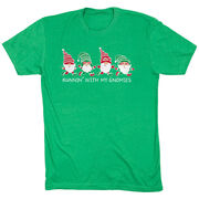 Running Short Sleeve T-Shirt - Runnin' With My Gnomies - Christmas