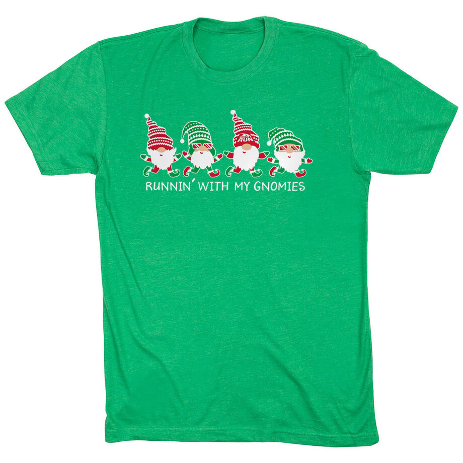 Running Short Sleeve T-Shirt - Runnin' With My Gnomies - Christmas