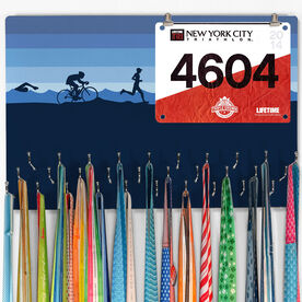 Running Large Hooked on Medals and Bib Hanger - Triathlon