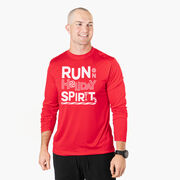 Men's Running Long Sleeve Performance Tee -  Run On Holiday Spirit