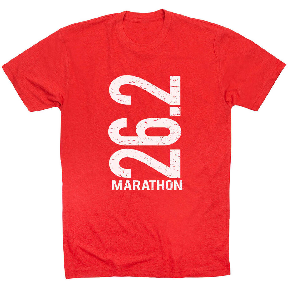 Running Short Sleeve T-Shirt - 26.2 Marathon Vertical 
