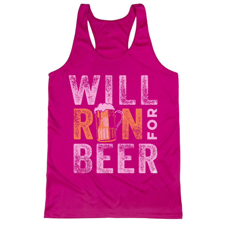 Women's Racerback Performance Tank Top - Will Run For Beer