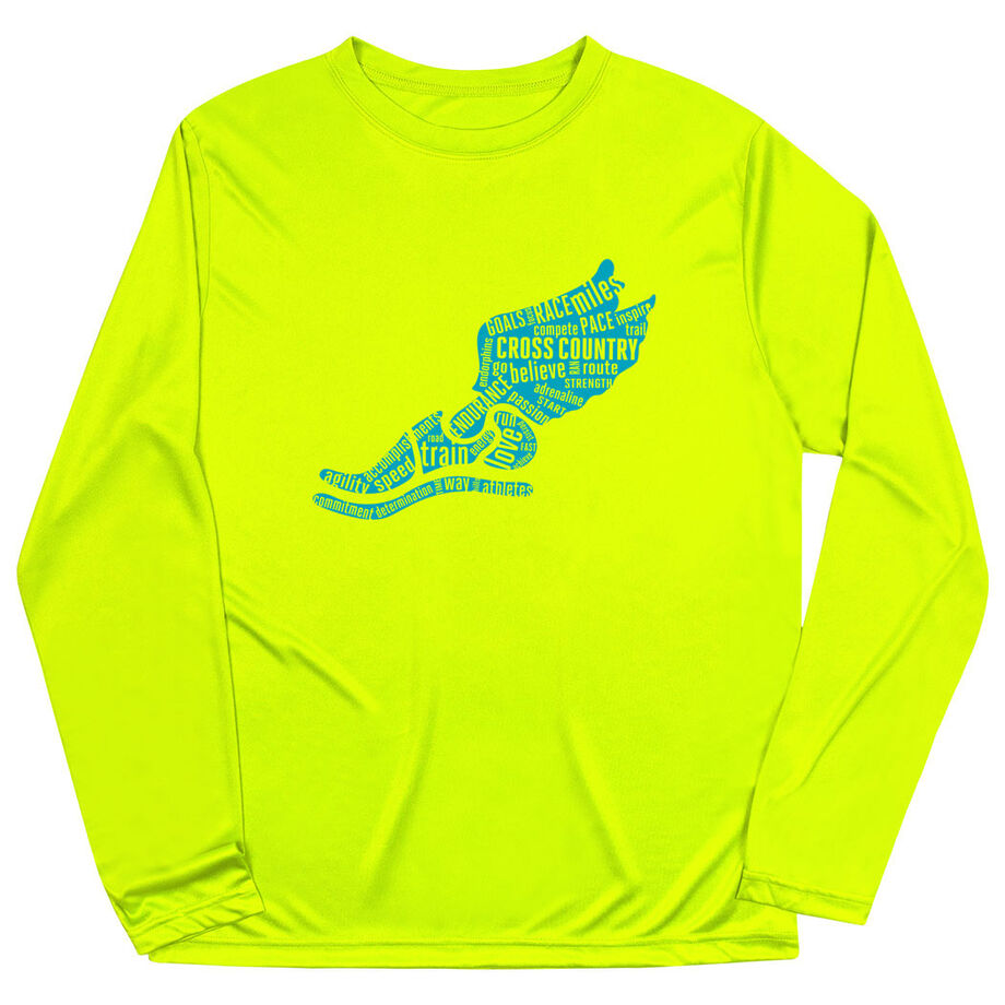 Cross Country Long Sleeve Performance Tee - Winged Foot Inspirational Words