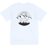 Men's Running Short Sleeve Tech Tee - Life's Short Run Long (Mountains)