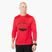 Men's Running Long Sleeve Tech Tee - Life's Short Run Long (Mountains)