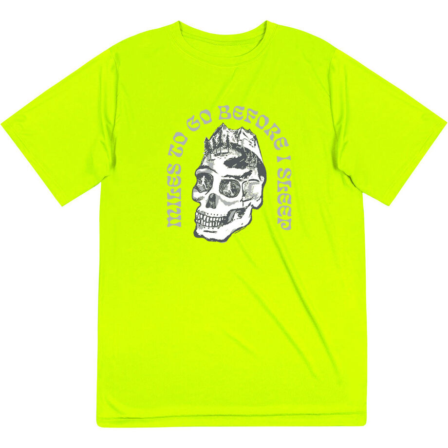 Men's Running Short Sleeve Performance Tee - Miles To Go Before I Sleep - Skull