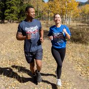 Running Short Sleeve T-Shirt - We Run Free Because Of The Brave