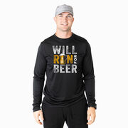 Men's Running Long Sleeve Performance Tee - Will Run For Beer