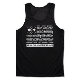 Men's Running Performance Tank Top - We Run Free Because of the Brave