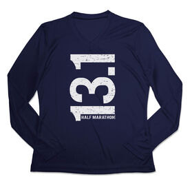 Women's Long Sleeve Tech Tee - 13.1 Half Marathon Vertical