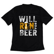 Women's Short Sleeve Tech Tee - Will Run For Beer