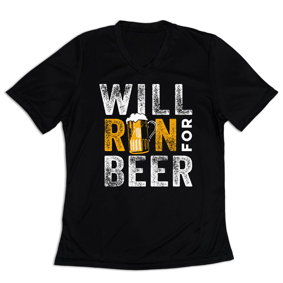 Women's Short Sleeve Tech Tee - Will Run For Beer