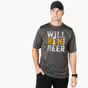 Men's Running Short Sleeve Performance Tee - Will Run For Beer