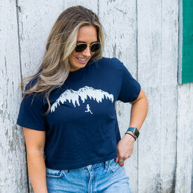 Running Short Sleeve Crop Tee - Trail Runner in the Mountains Female