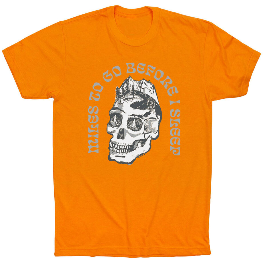 Running Short Sleeve T-Shirt - Miles To Go Before I Sleep - Skull