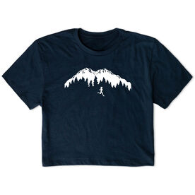 Running Short Sleeve Crop Tee - Trail Runner in the Mountains Female