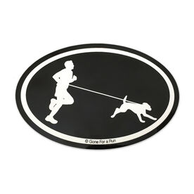 Runner Guy with Dog Decal (Black/White)