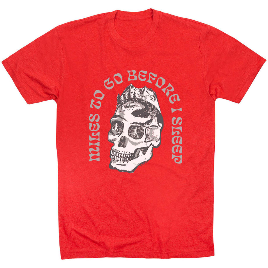 Running Short Sleeve T-Shirt - Miles To Go Before I Sleep - Skull