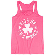 Running Flowy Racerback Tank Top - Kiss Me I am a Runner Shamrock