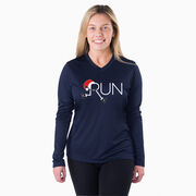 Women's Long Sleeve Tech Tee - Let's Run For Christmas