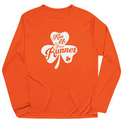 Men's Long Sleeve Performance Tee - Kiss A Lucky Runner