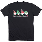 Running Short Sleeve T-Shirt - Runnin' With My Gnomies - Christmas