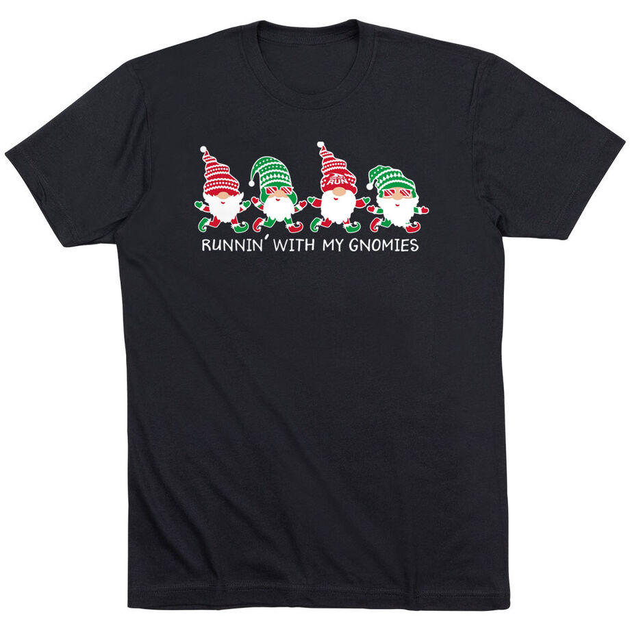 Running Short Sleeve T-Shirt - Runnin' With My Gnomies - Christmas