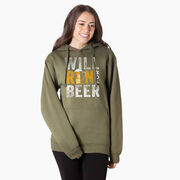 Statement Fleece Hoodie -  Will Run For Beer