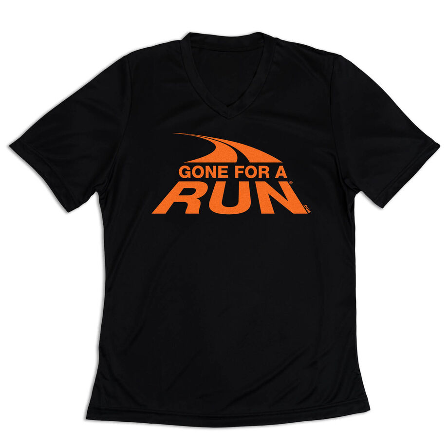 Women's Short Sleeve Tech Tee - Gone For A Run Logo (Orange)