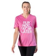 Women's Short Sleeve Tech Tee - Run Now Wine Later (Bold)