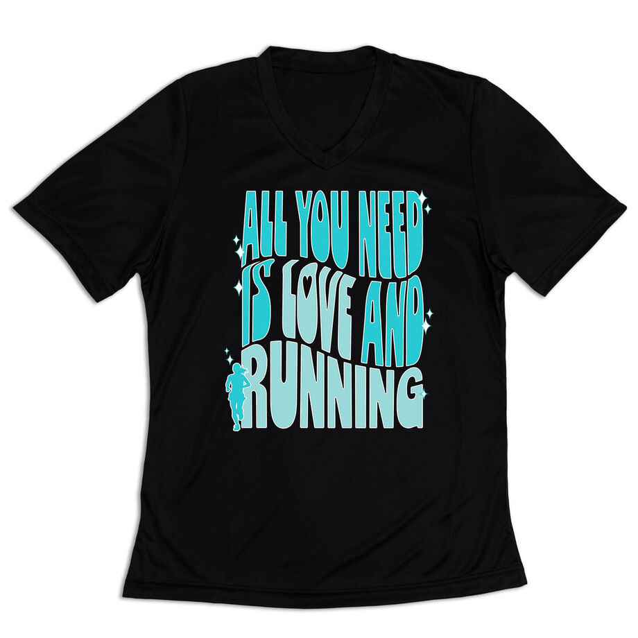 Women's Short Sleeve Tech Tee - All You Need is Love and Running