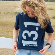 Running Short Sleeve Crop Tee - 13.1 Half Marathon Vertical
