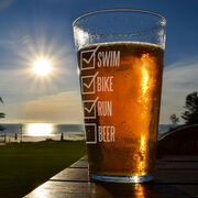 Swim Bike Run Checklist 16 oz Beer Pint Glass