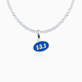 Sterling Silver and Blue Enamel Mini 13.1 Half Marathon Pendant Necklace