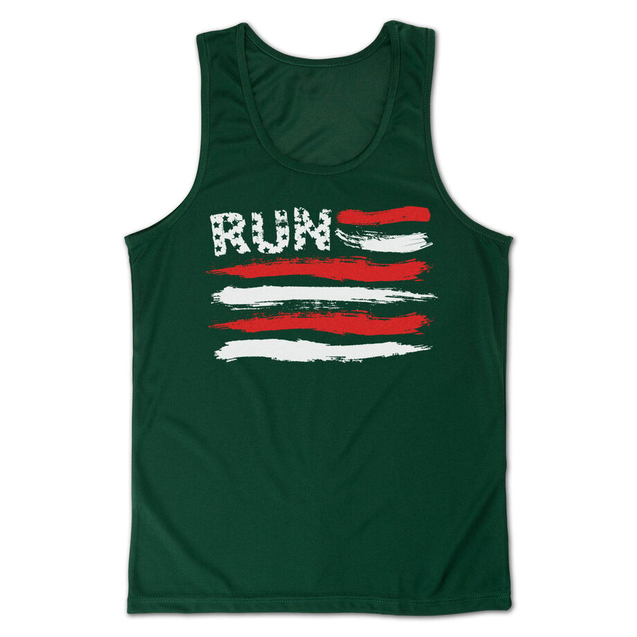 Men's Running Performance Tank Top - Run For The Red White and Blue