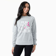 Running Raglan Crew Neck Pullover - Run Now Wine Later (Bold)