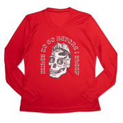 Women's Long Sleeve Tech Tee - Miles To Go Before I Sleep - Skull