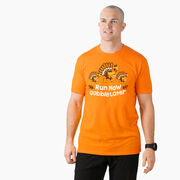 Running Short Sleeve T-Shirt - Run Now Gobble Later Turkey Trot