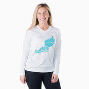 Women's Long Sleeve Tech Tee - Winged Foot Inspirational Words