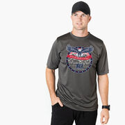 Men's Running Short Sleeve Performance Tee - We Run Free Because Of The Brave