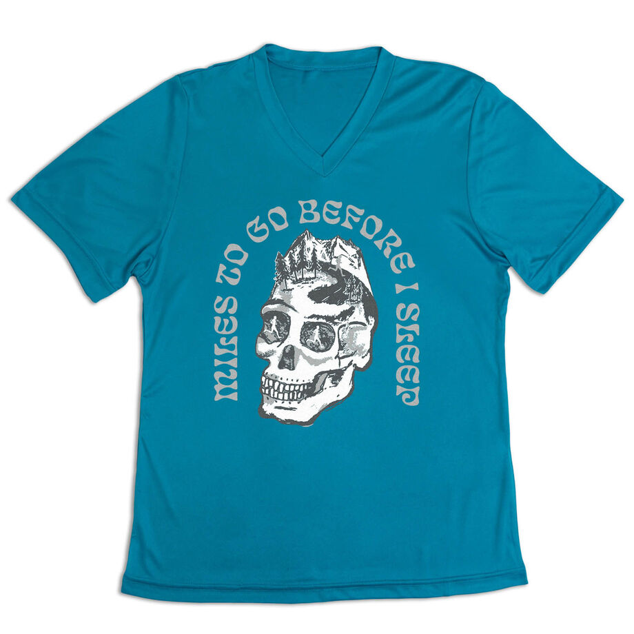 Women's Short Sleeve Tech Tee - Miles To Go Before I Sleep - Skull