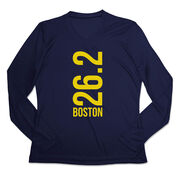 Women's Long Sleeve Tech Tee - Boston 26.2 Vertical