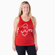 Women's Racerback Performance Tank Top - Santa Run Face