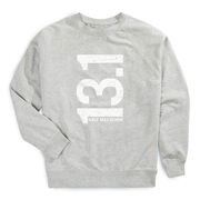 Running Raglan Crew Neck Pullover - 13.1 Half Marathon Vertical