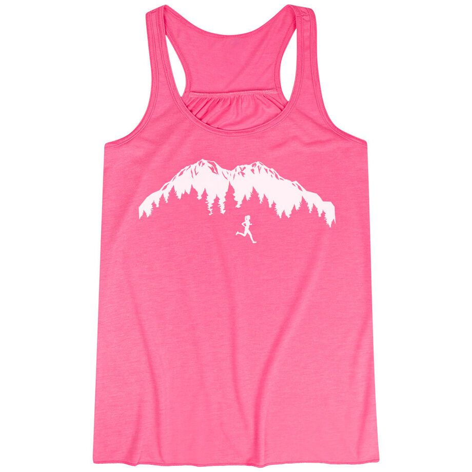 Flowy Racerback Tank Top - Trail Runner in the Mountains