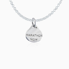 Sterling Silver Marathon Mom Oval Pendant Necklace