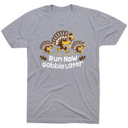 Running Short Sleeve T-Shirt - Run Now Gobble Later Turkey Trot
