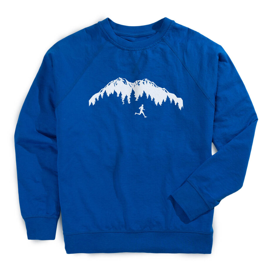 Running Raglan Crew Neck Pullover - Trail Runner in the Mountains