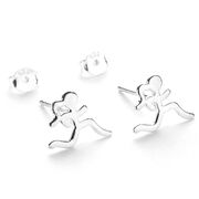 Sterling Silver Mini Running Stick Figure Post Earrings